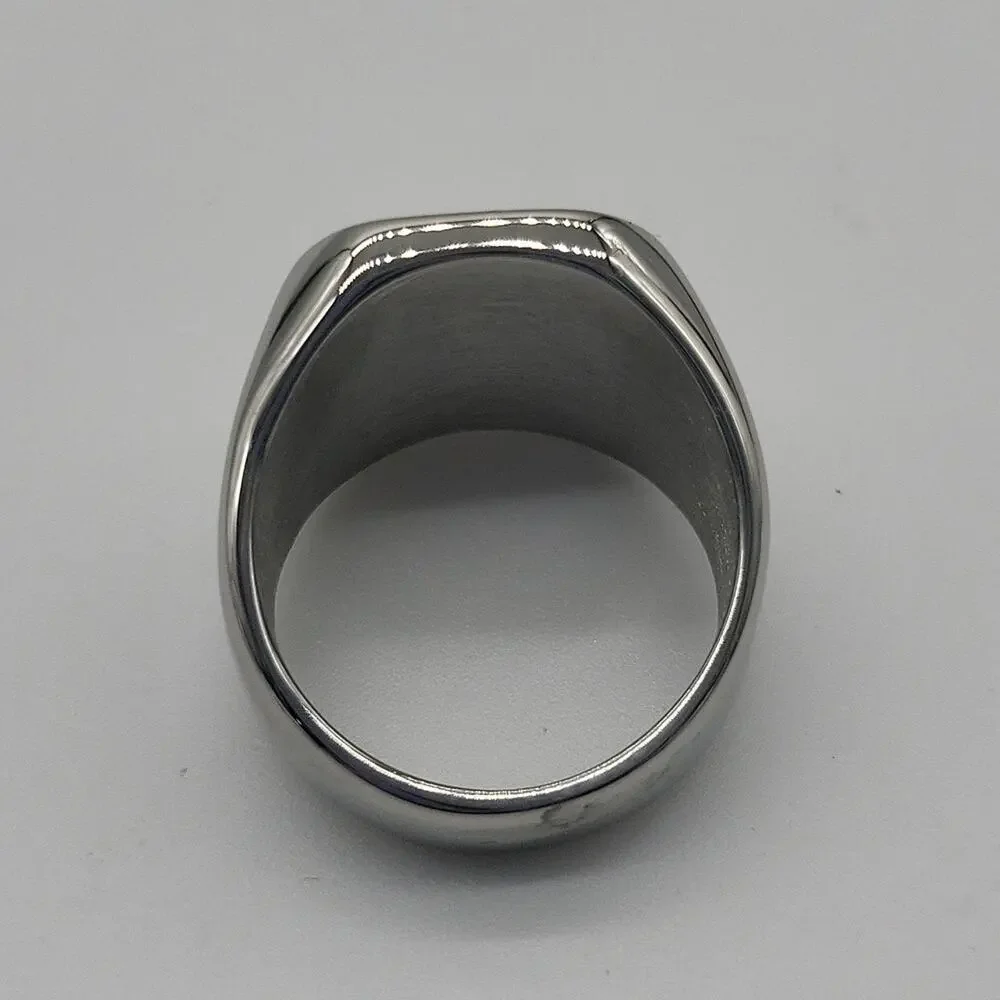Men’s Stainless Steel Initial H Signet Ring Size 9 Engraved Handmade NWT